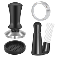 Reoszeank kit vue face montrant tamper et entonnoir, organisation pratique
