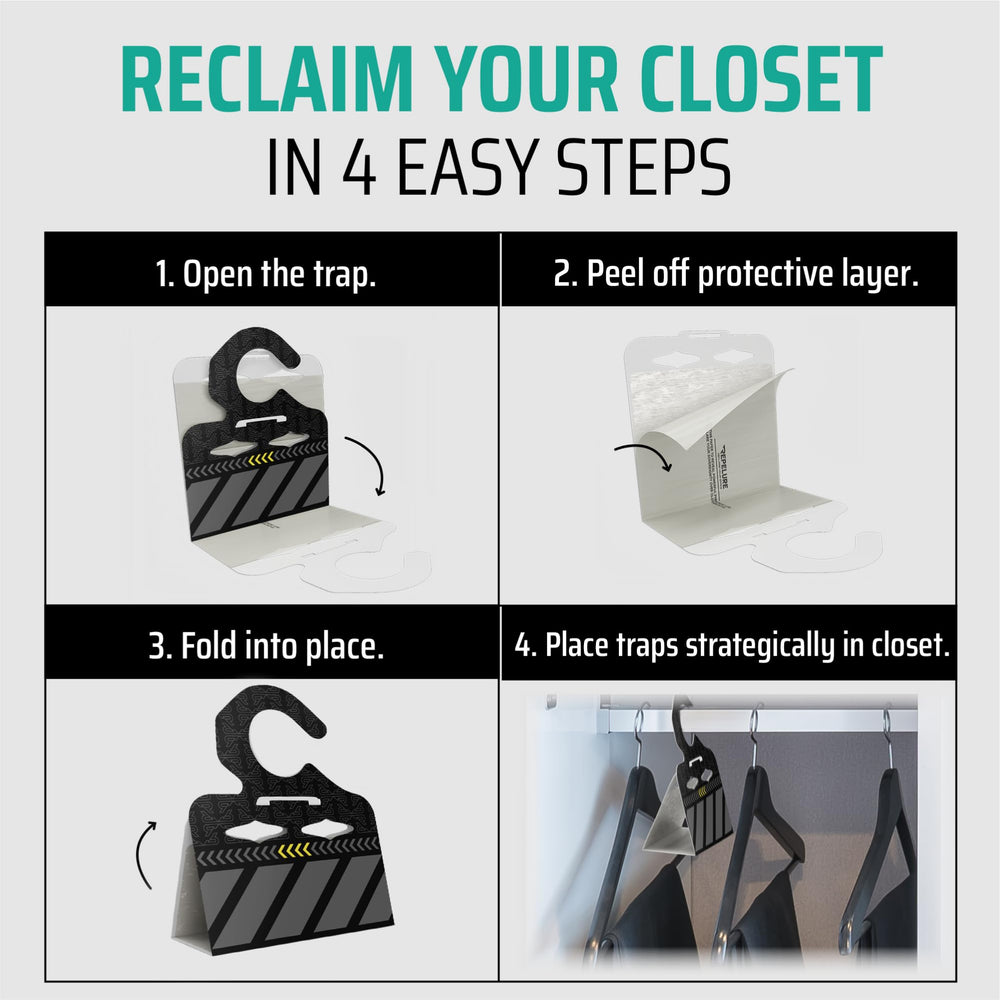 Repelure mise en situation chambre illustrant protection des vêtements et tranquillité