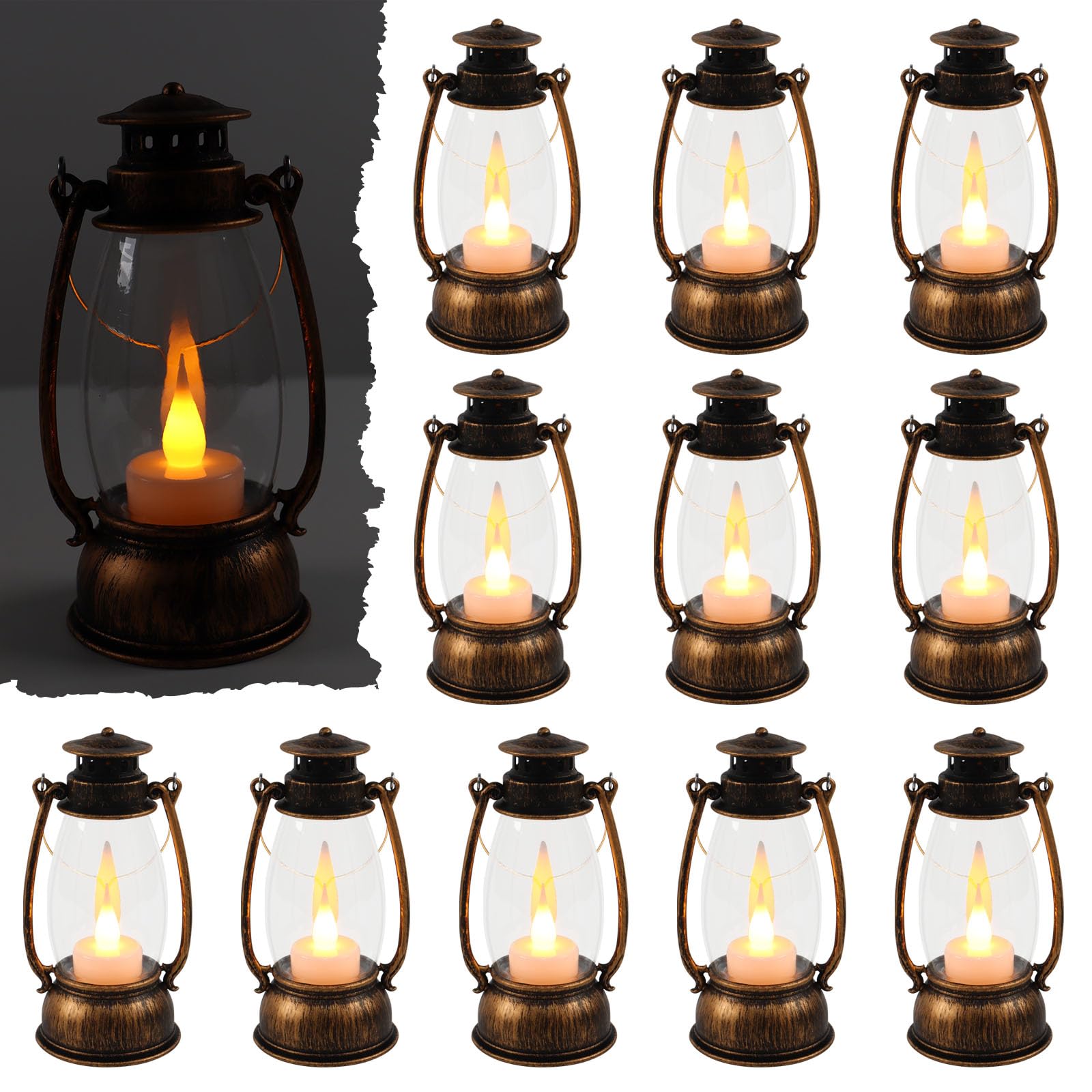 Reperla pack avant montrant les 12 mini lanternes rétros pour déco immédiate