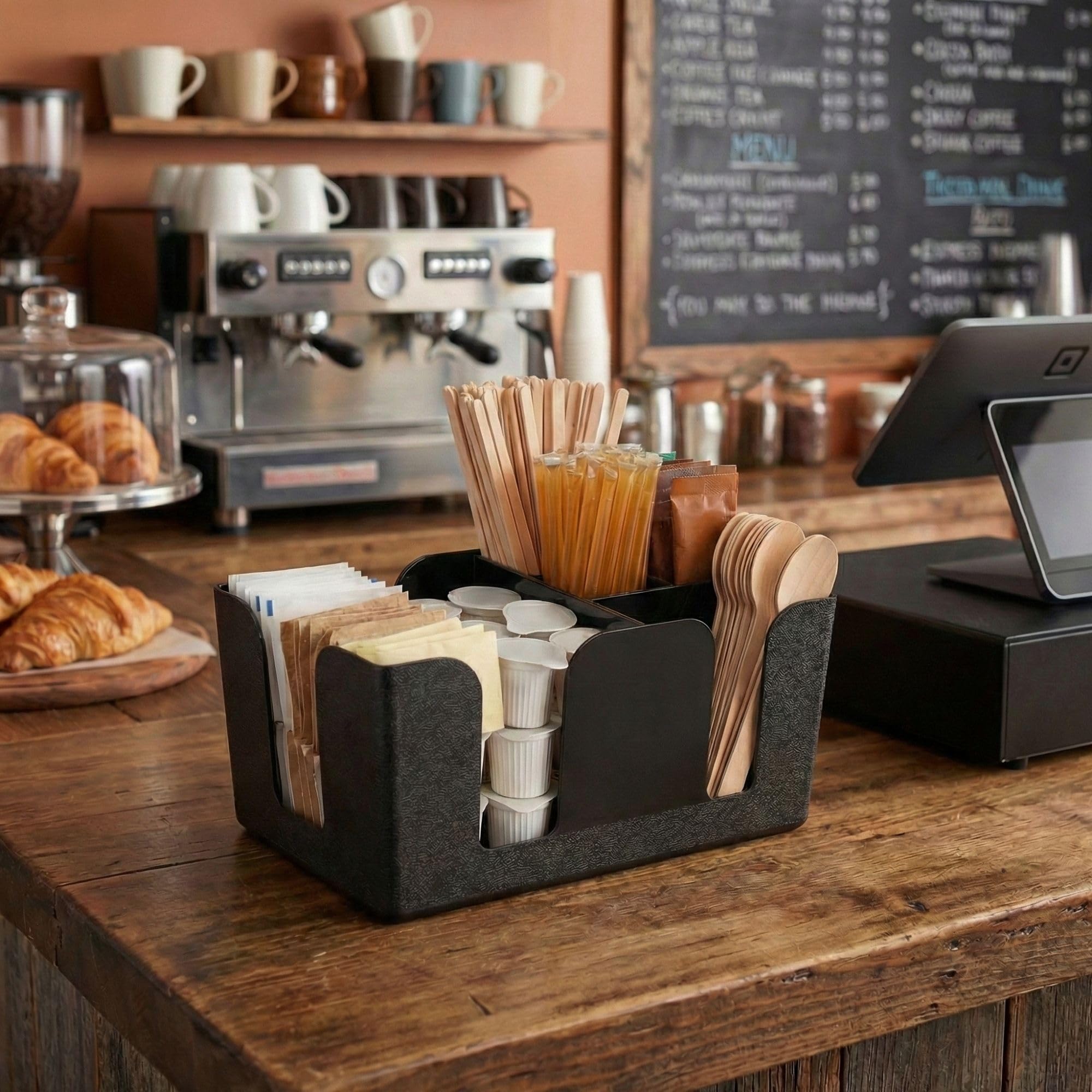 Restaurantware caddy avec serviettes et pailles prêt au service