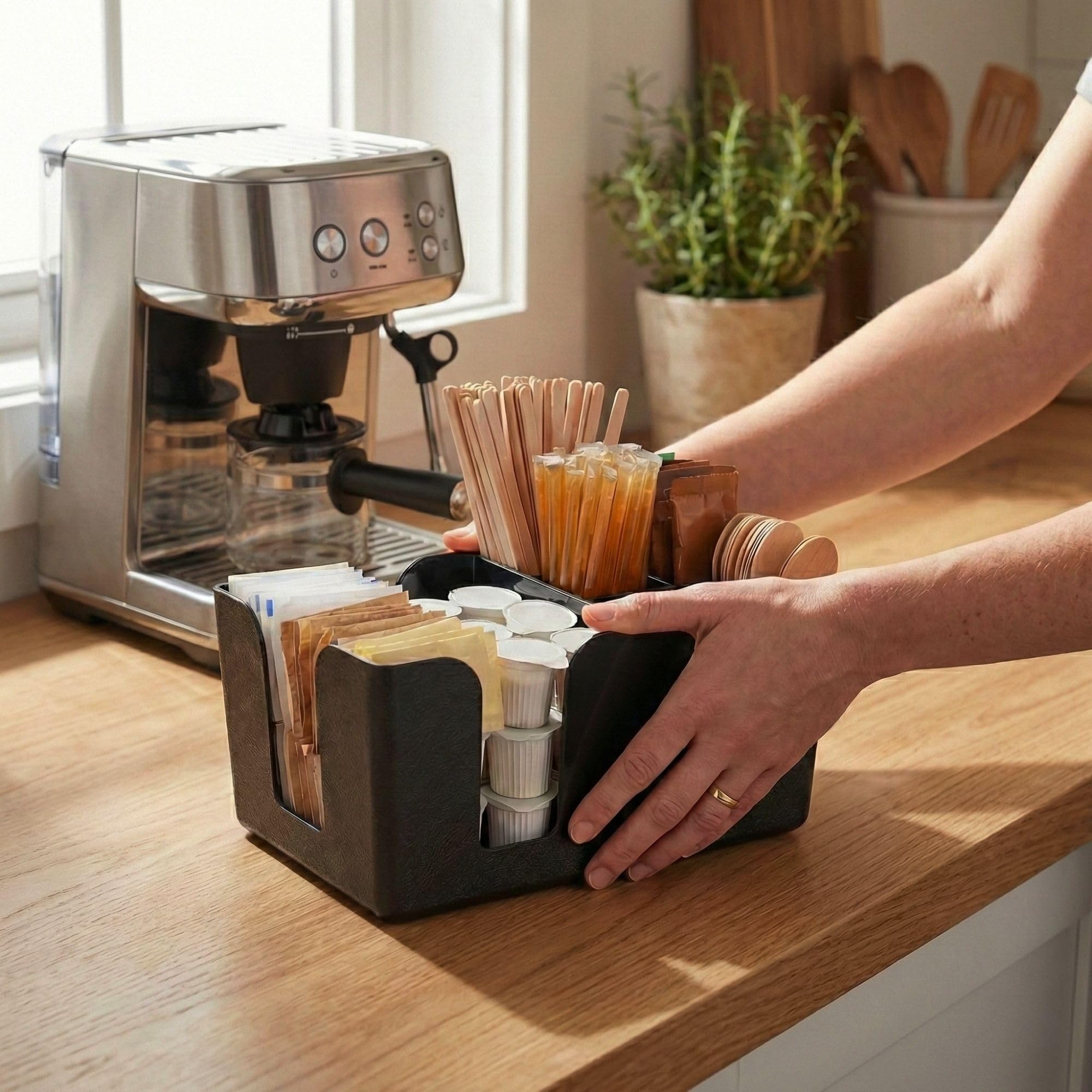 Restaurantware caddy vue compartiments organise condiments efficacement