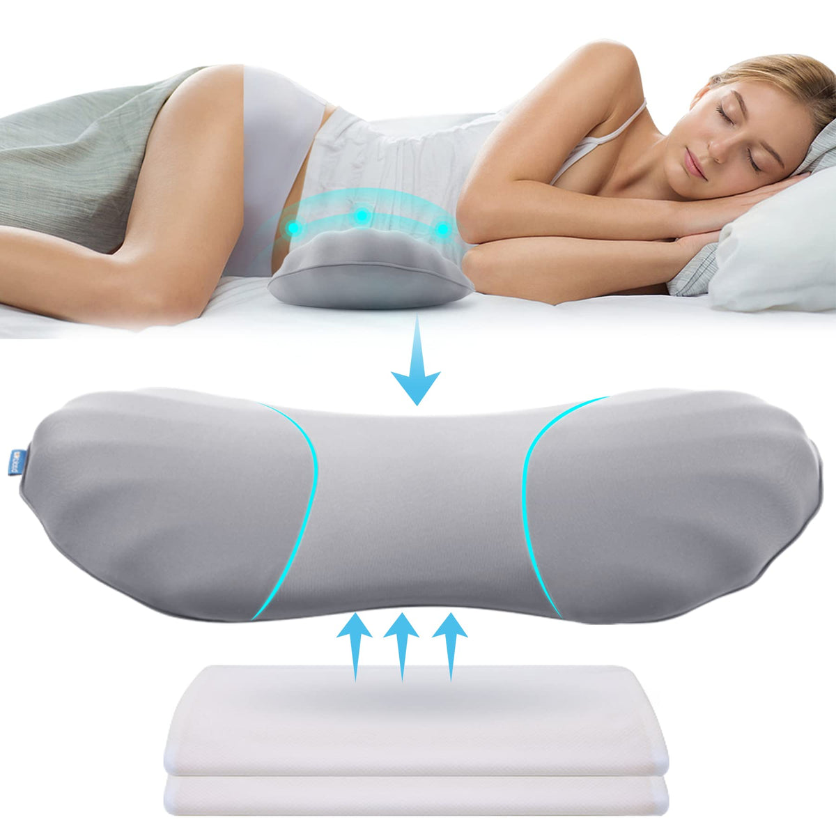 RESTCLOUD vue avant du coussin lombaire large pour soutien confortable