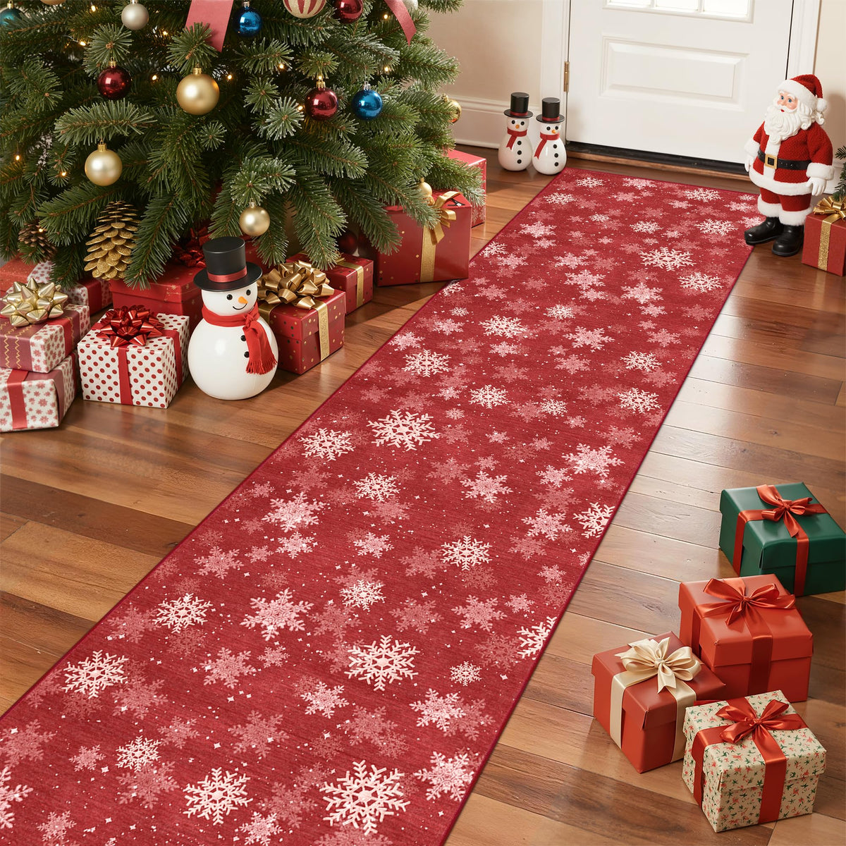 Restydon tapis coureur face avant rouge et blanc pour ambiance chaleureuse
