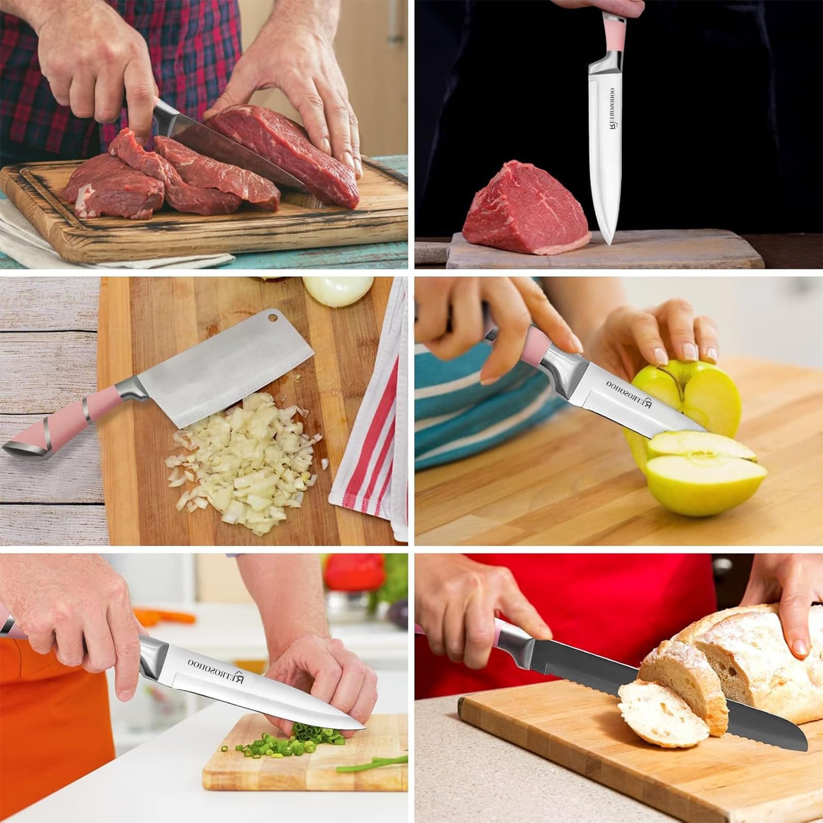 RETROSOHOO couteau de chef en usage pour découpe précise et contrôle