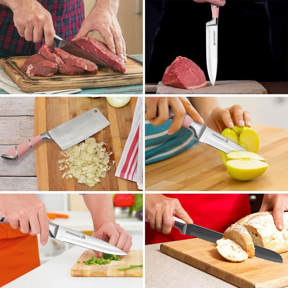 RETROSOHOO couteau de chef en usage pour découpe précise et contrôle