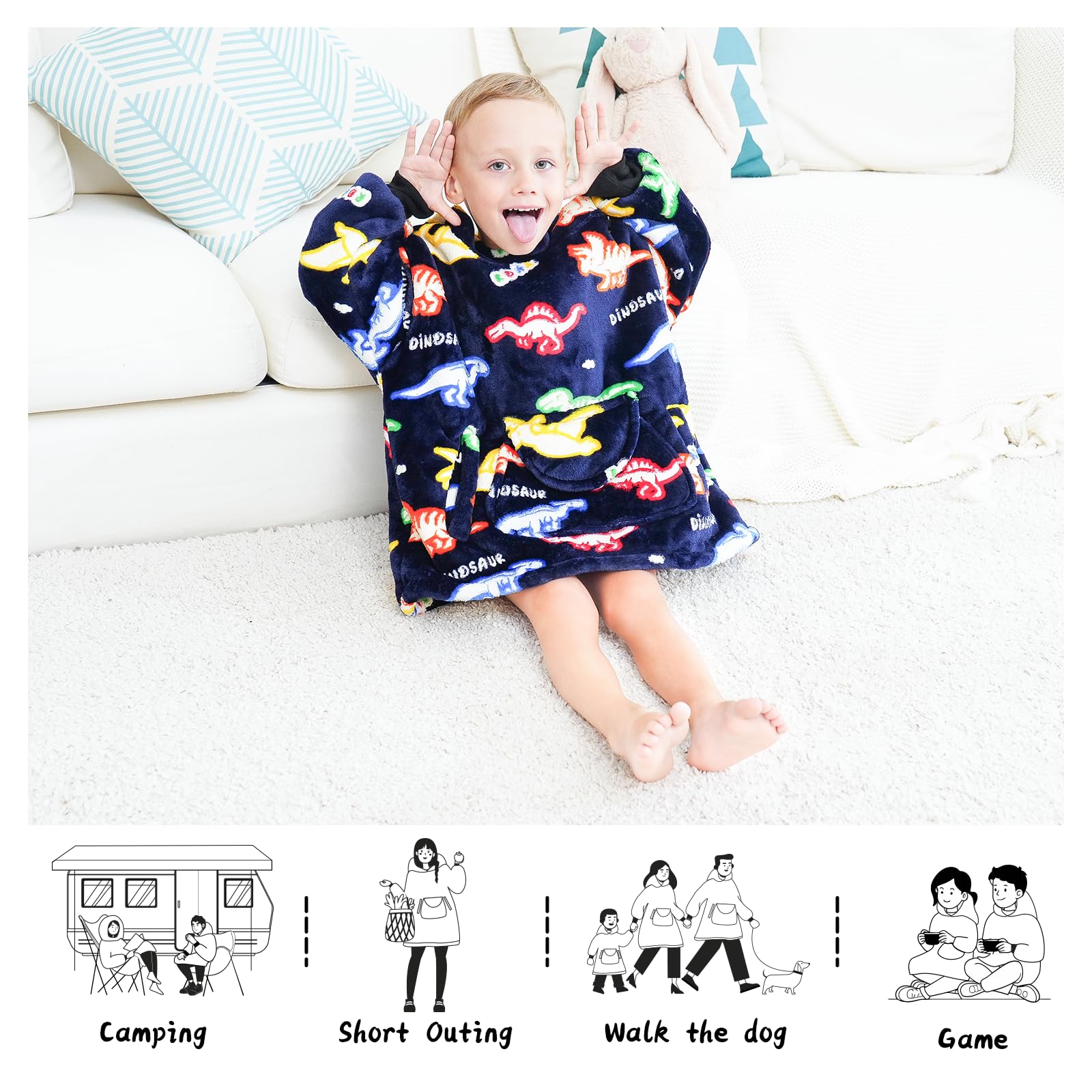 REXEO motif phosphorescent dinosaure effet ludique la nuit