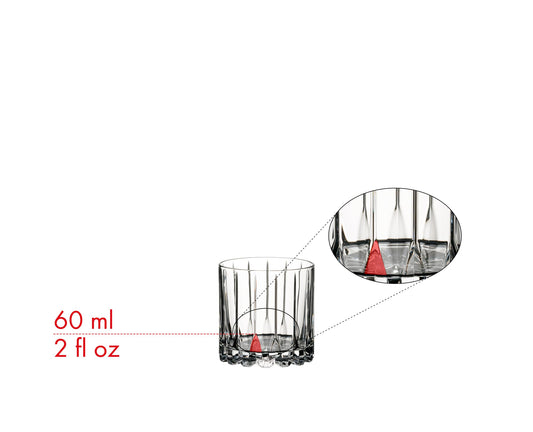 Riedel verre rocks profil illustrant courbe et contenance, meilleure maniabilité