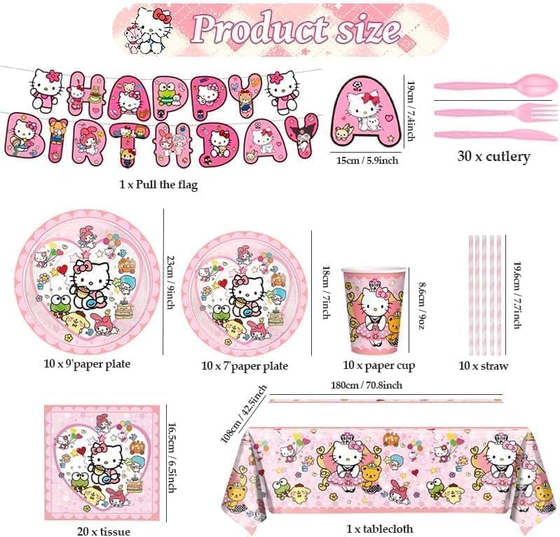 RINSUNCA gros plan sur assiette Kitty montrant le motif mignon et la qualité du carton