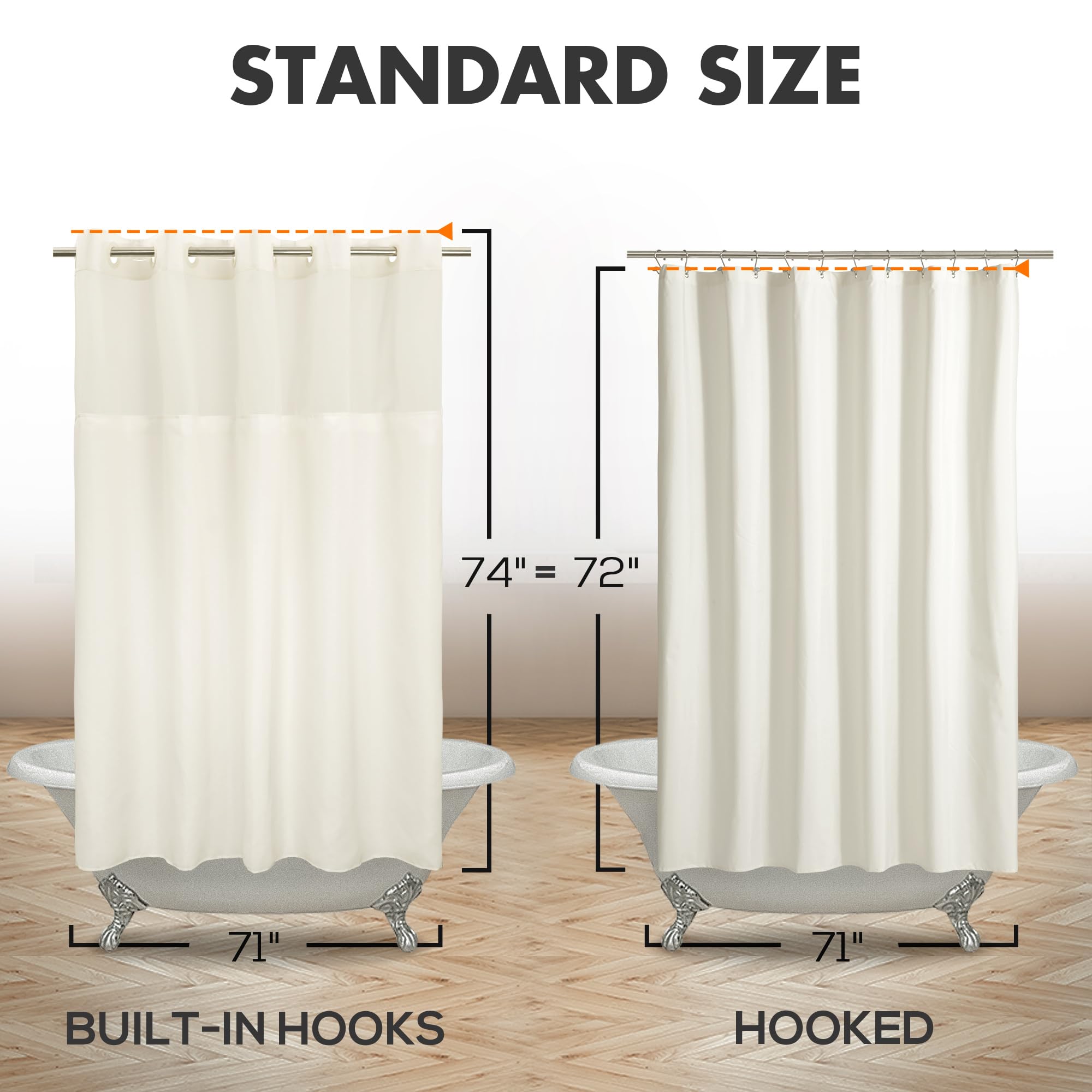 River Dream comparaison de taille devant une tringle standard pour vérification d'ajustement