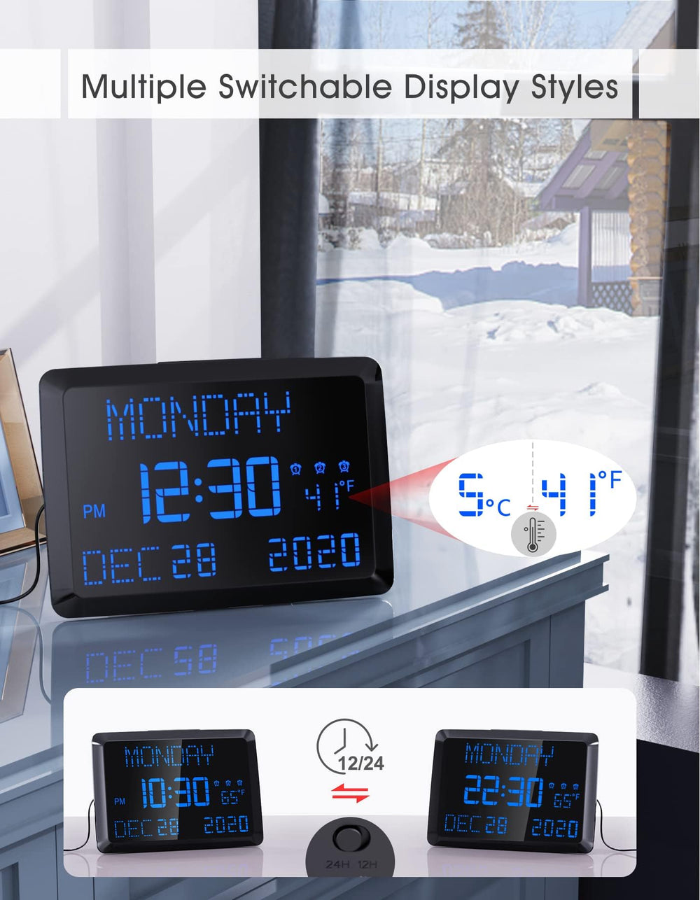 ROCAM gros bouton snooze accessible, facilite répétition d'alarme