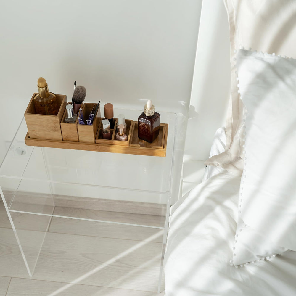 ROCDEER plateau bambou utilisé sur coiffeuse range maquillage et accessoires