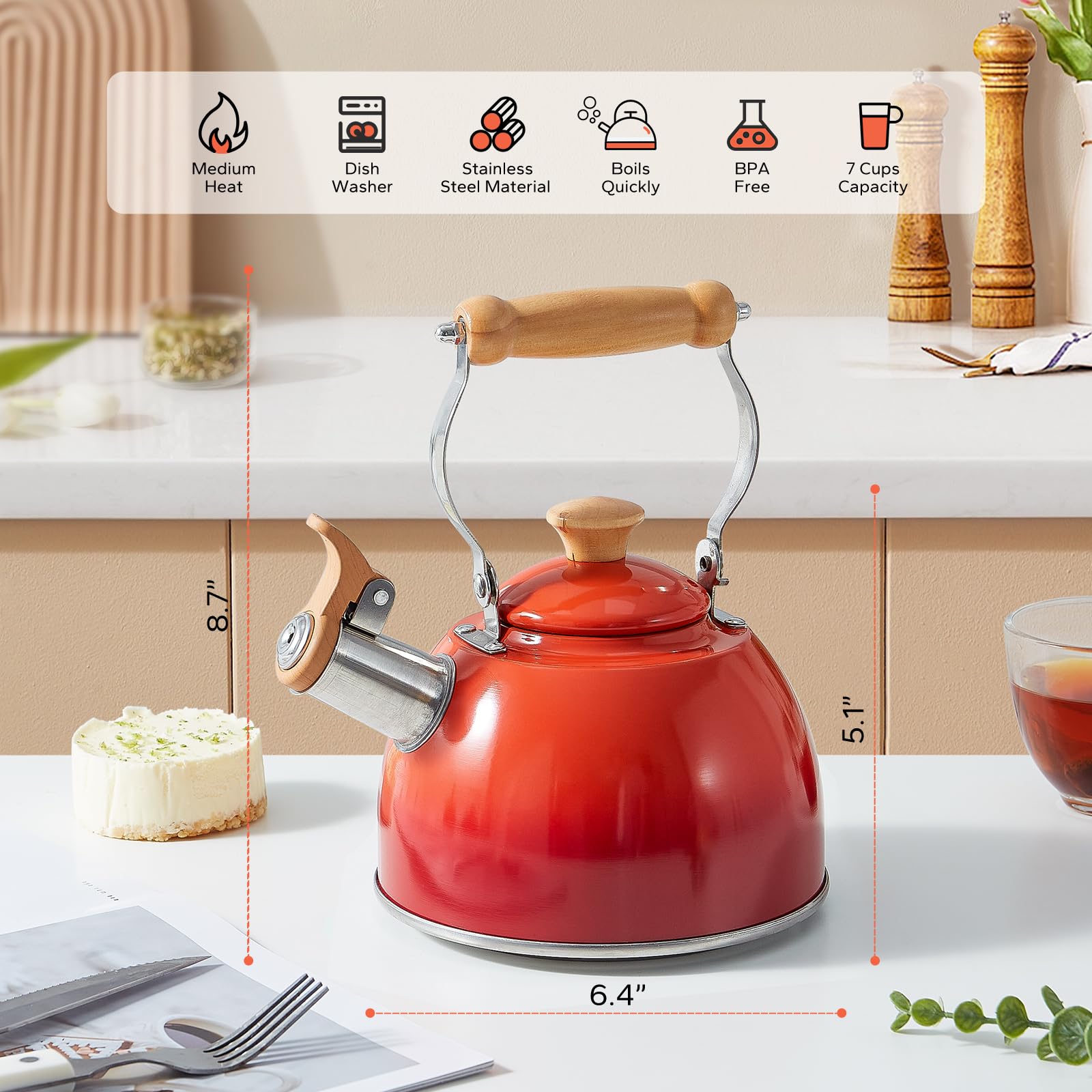 ROCKURWOK vue latérale montrant la capacité 1,6 QT et bec verseur pratique