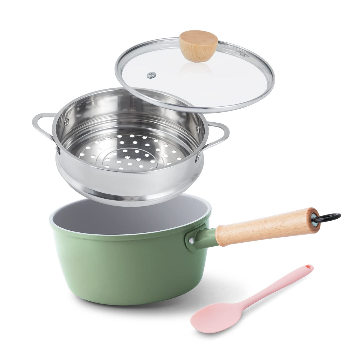 ROCKURWOK casserole verte face avant montrant esthétique et gain de place