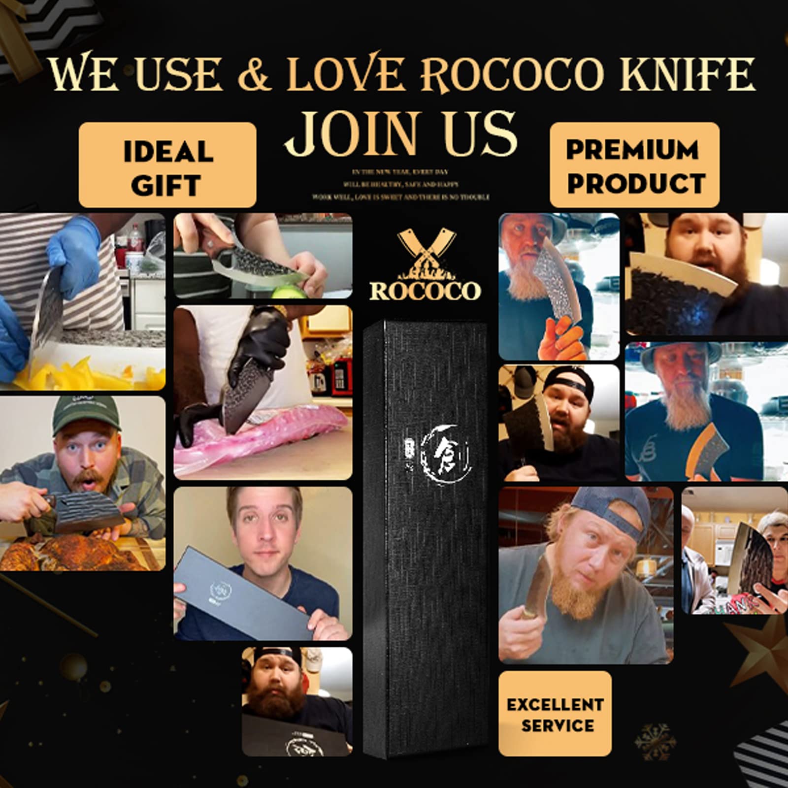 ROCOCO cleaver posé à côté d'une planche pour comparaison d'échelle et usage pratique