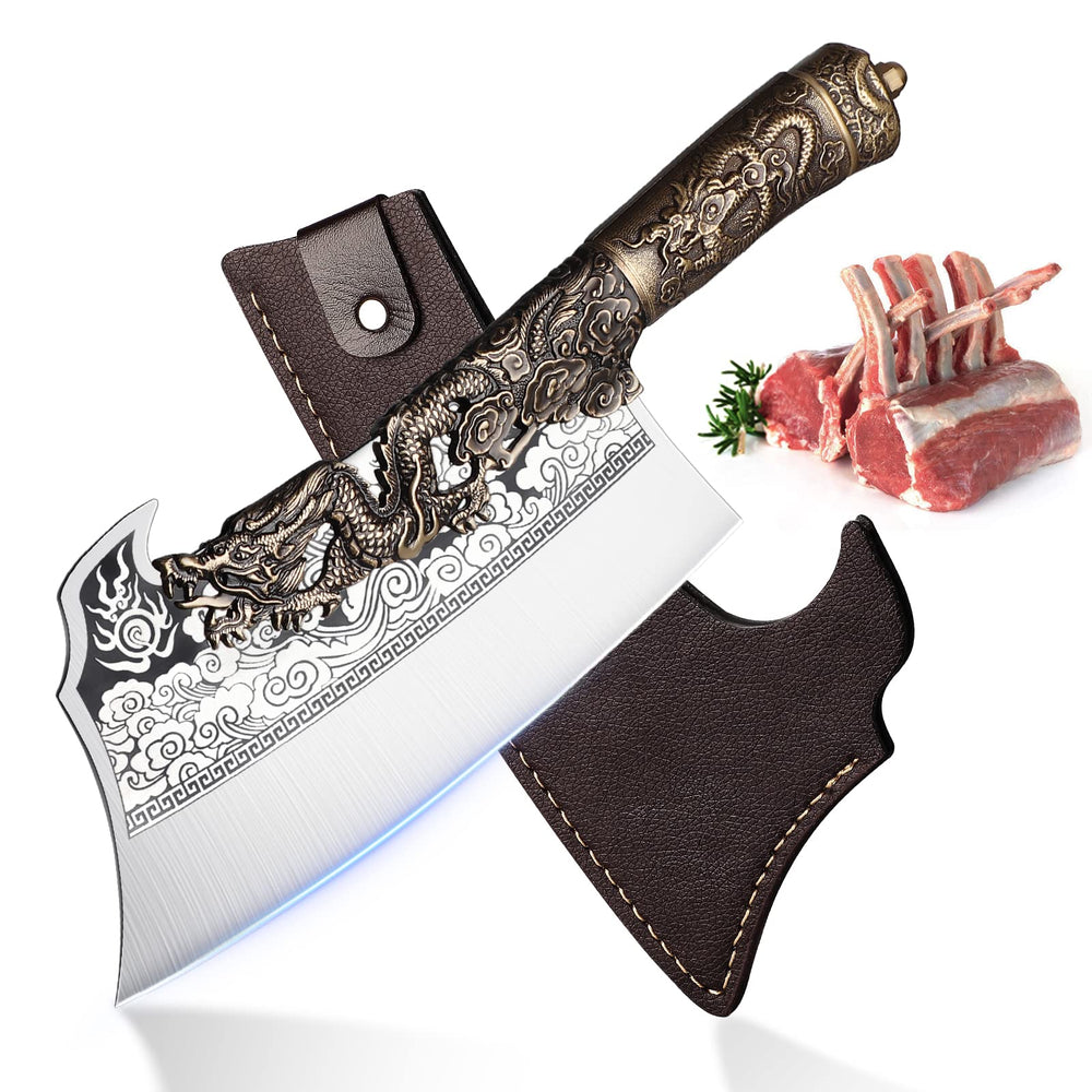ROCOCO cleaver face avant montrant la lame robuste et le design dragon pour confiance