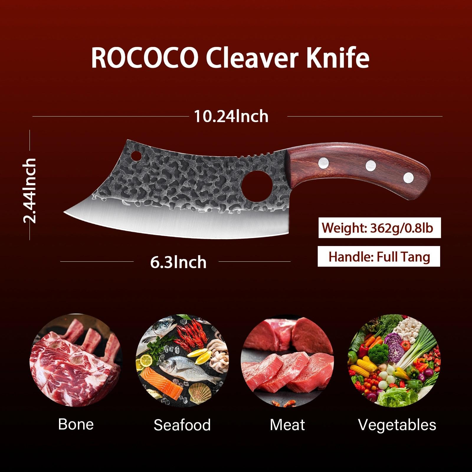 ROCOCO cleaver profil en action pour hacher os mous et gros morceaux