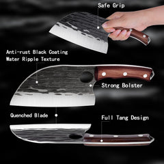 ROCOCO lame cleaver gros plan montrant robustesse pour couper os