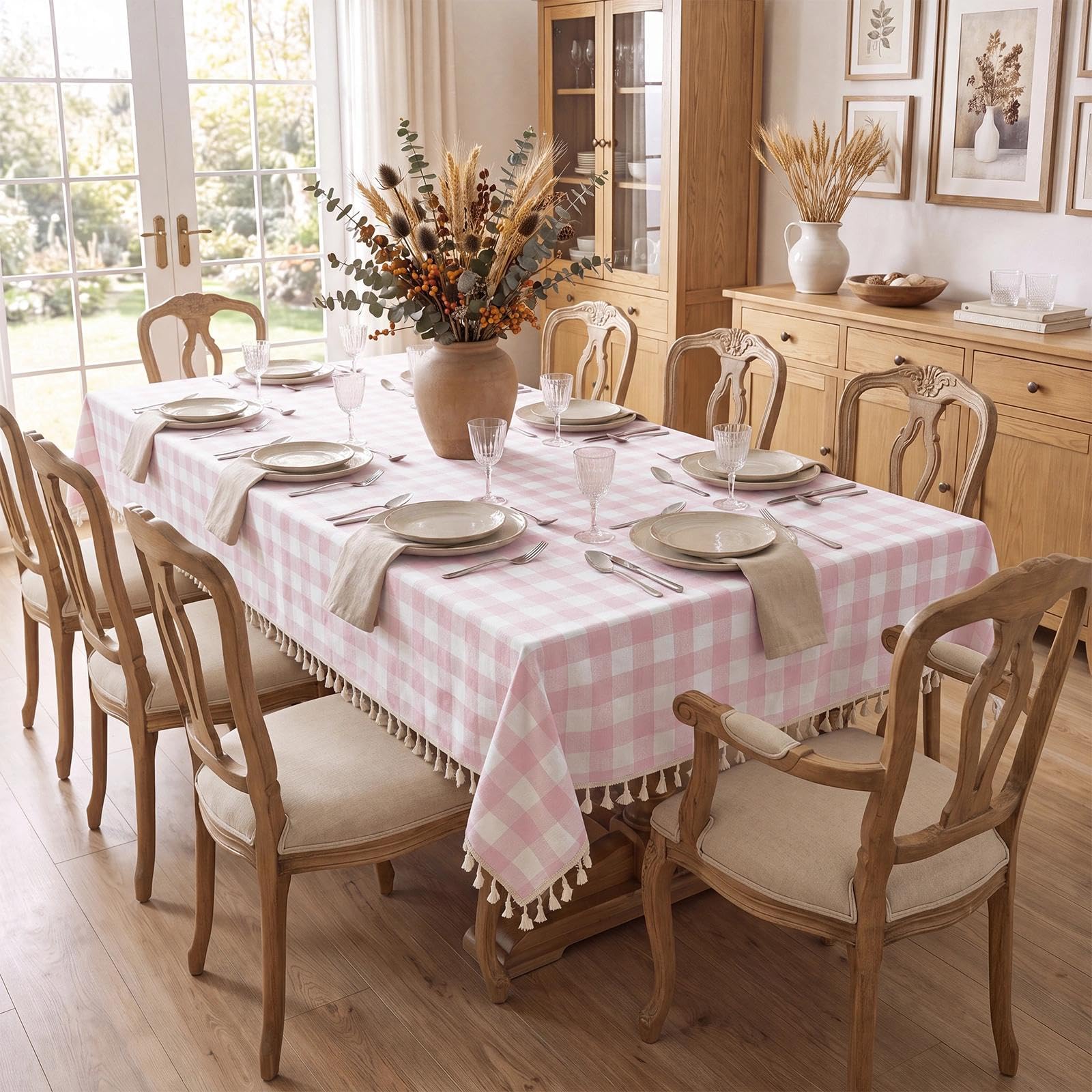Romanstile nappe détail franges montrant finition soignée durable