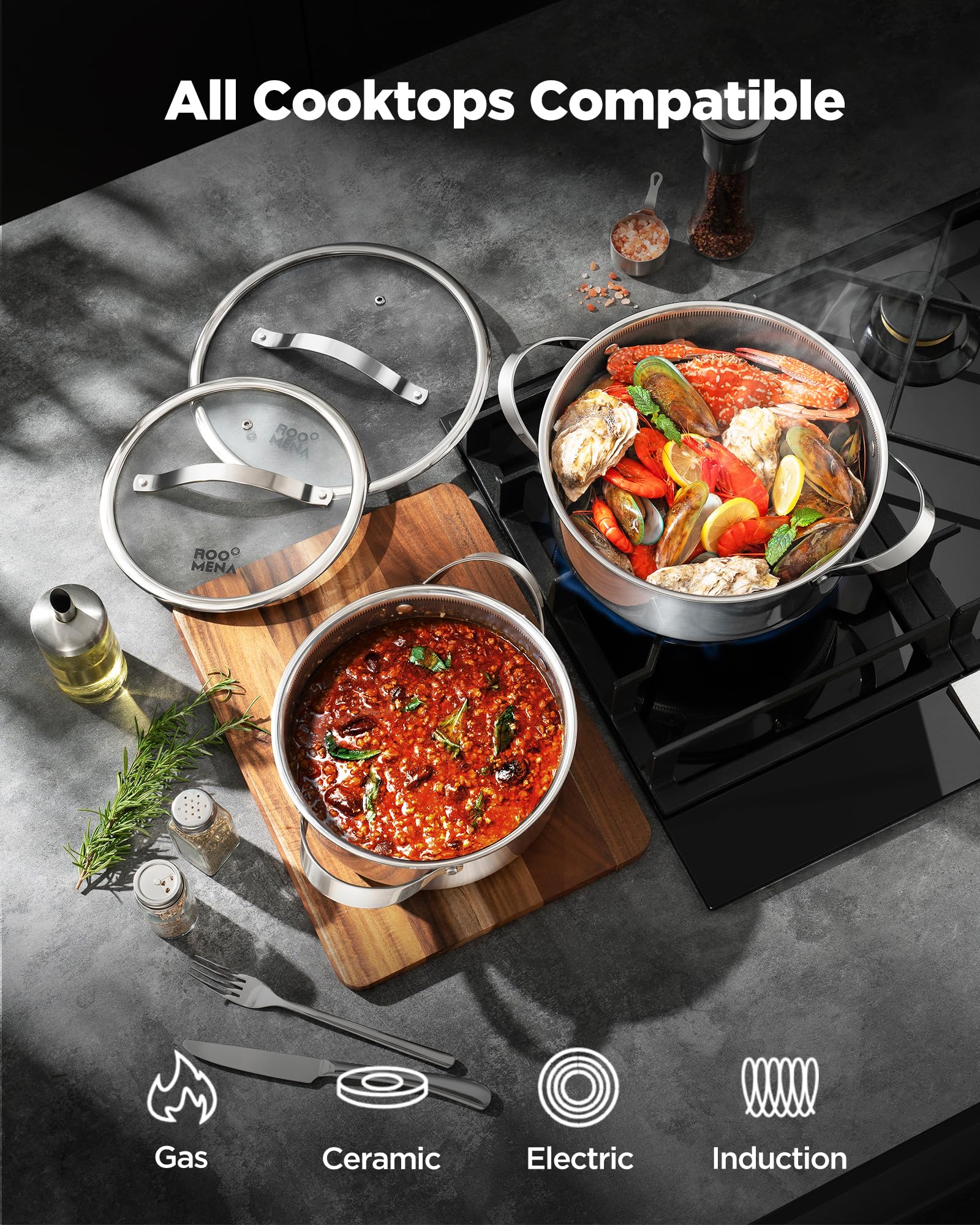 Roomena poêle utilisée sur induction pour cuisson homogène