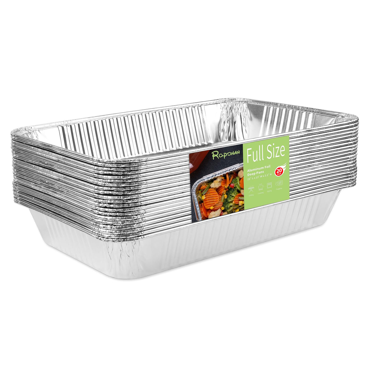 Roponan plat aluminium vue avant montrant taille pleine utile pour grands repas