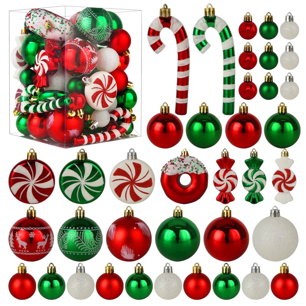 ROSELEAF ensemble de 60 décorations pour sapin, couleurs traditionnelles et solidité