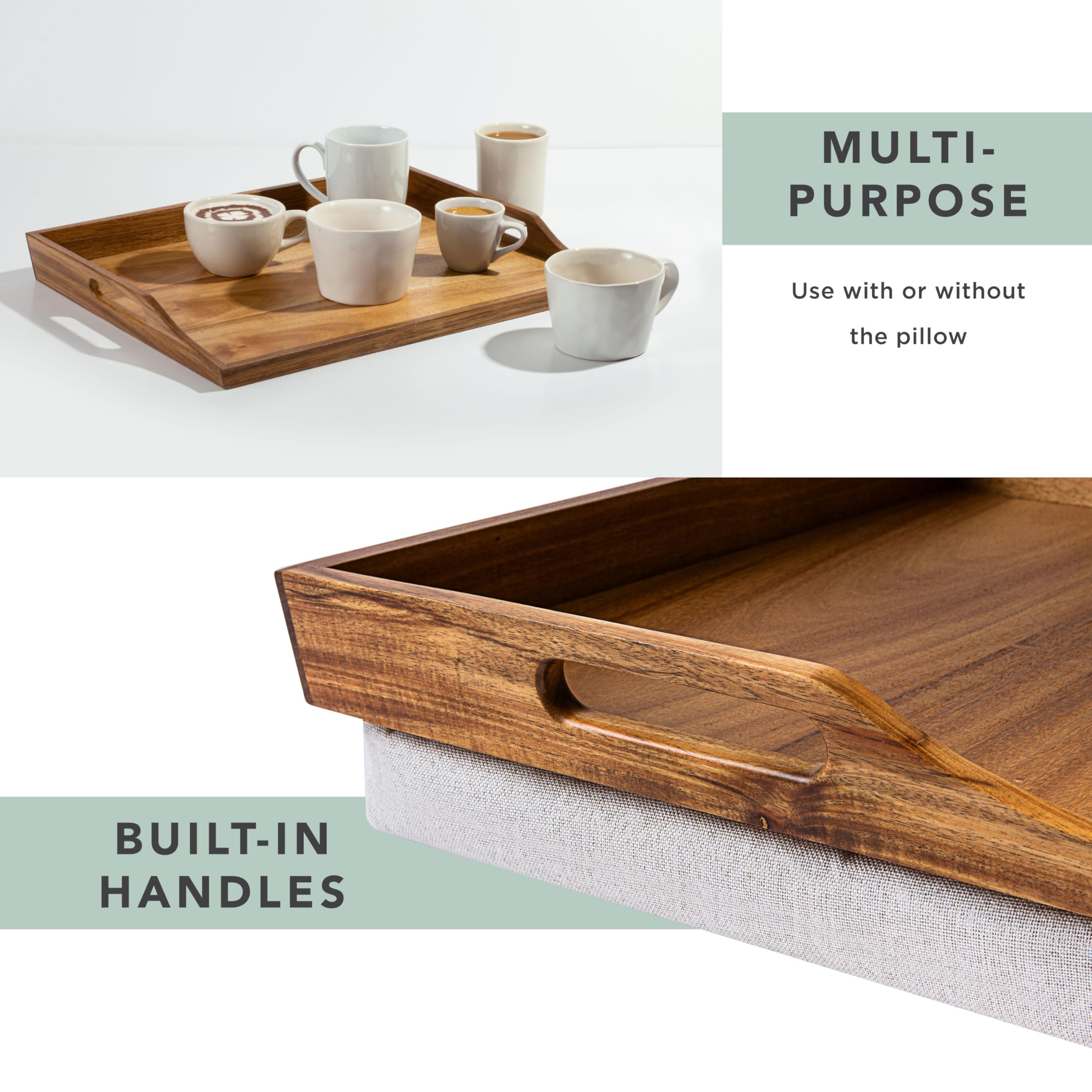 Rossie Home plateau en usage sur canapé avec ordinateur pour confort immédiat