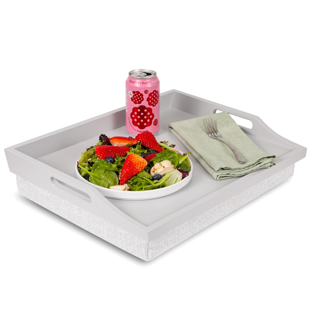 Rossie Home plateau face avant en bois gris montrant finition et poignées pratiques
