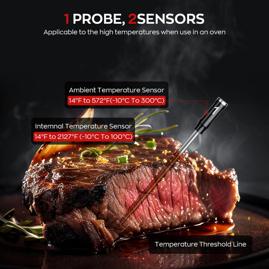 ROUUO gros plan sur sondes acier inoxydable montrant double capteur précis