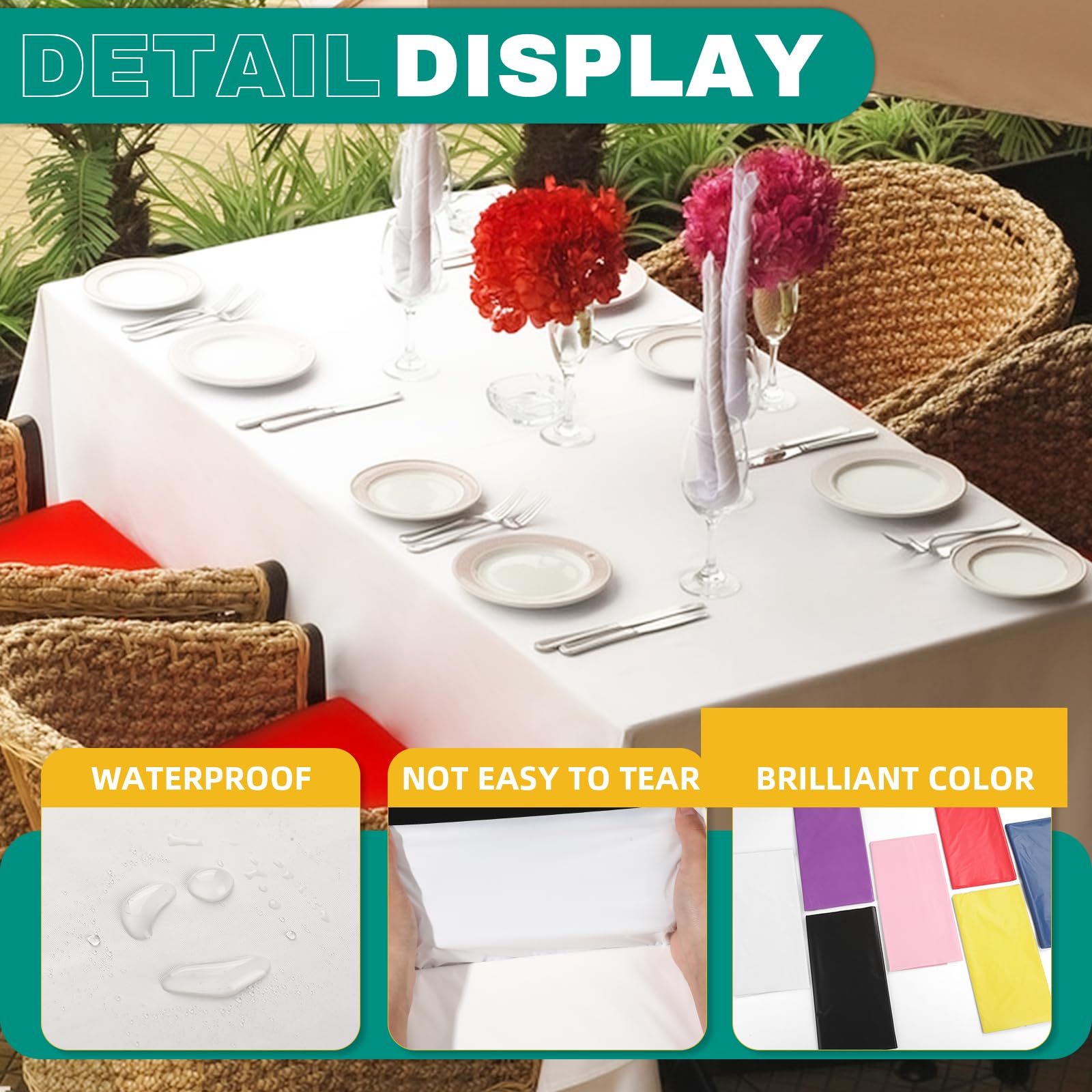 RowinsyDD nappe déployée sur table rectangulaire, couverture complète