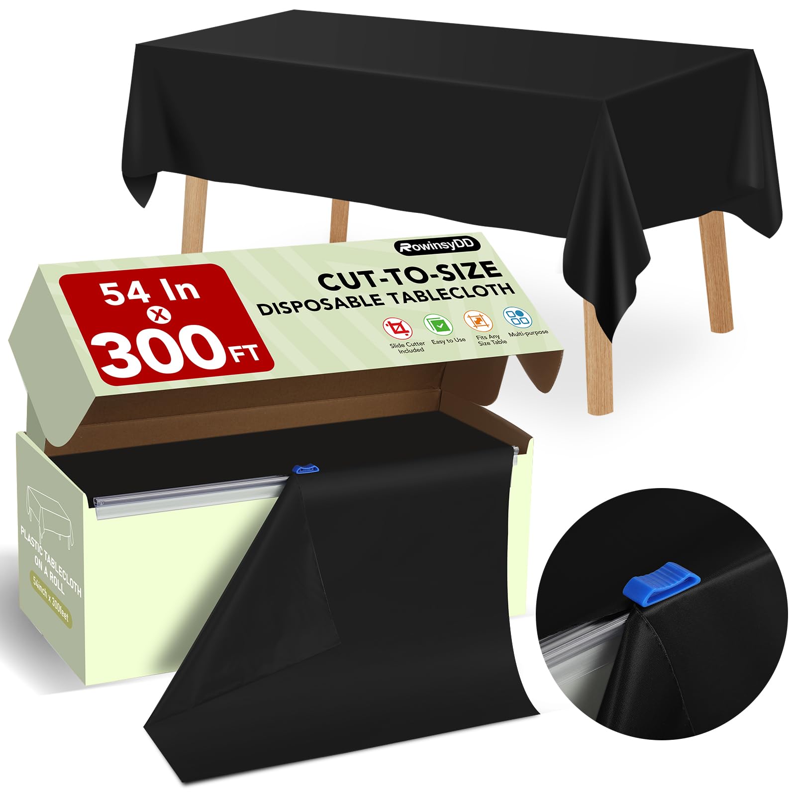 RowinsyDD nappe rouleau face avant montrant emballage et longueur pratique