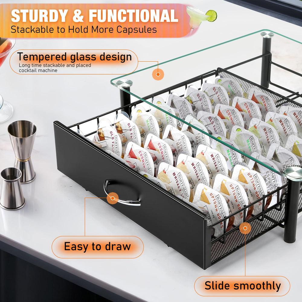 ROWISE intérieur montrant 36 emplacements pour capsules ordonnées
