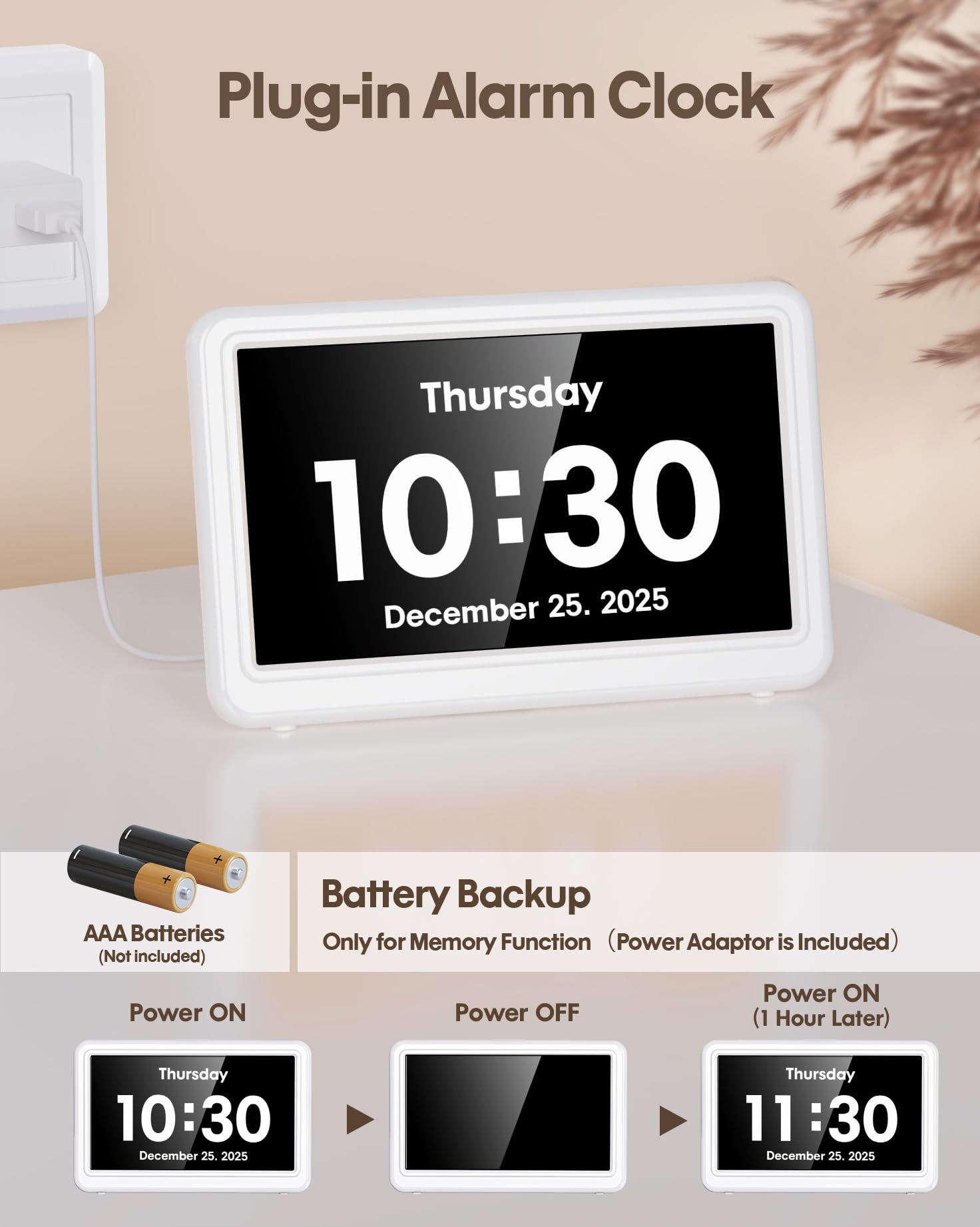 Roxicosly vue arrière ports secteur SD USB pour photos et sauvegarde