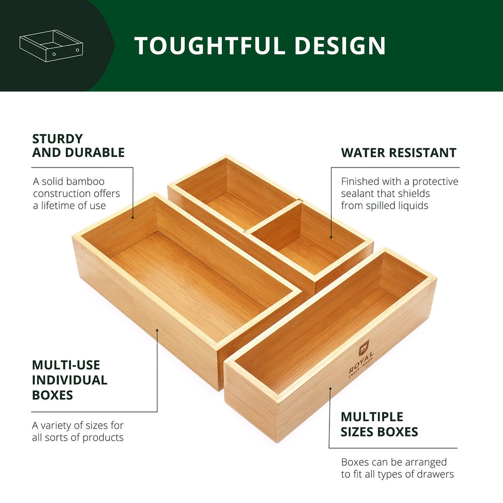 ROYAL CRAFT WOOD trois boîtes tailles variées pour organisation