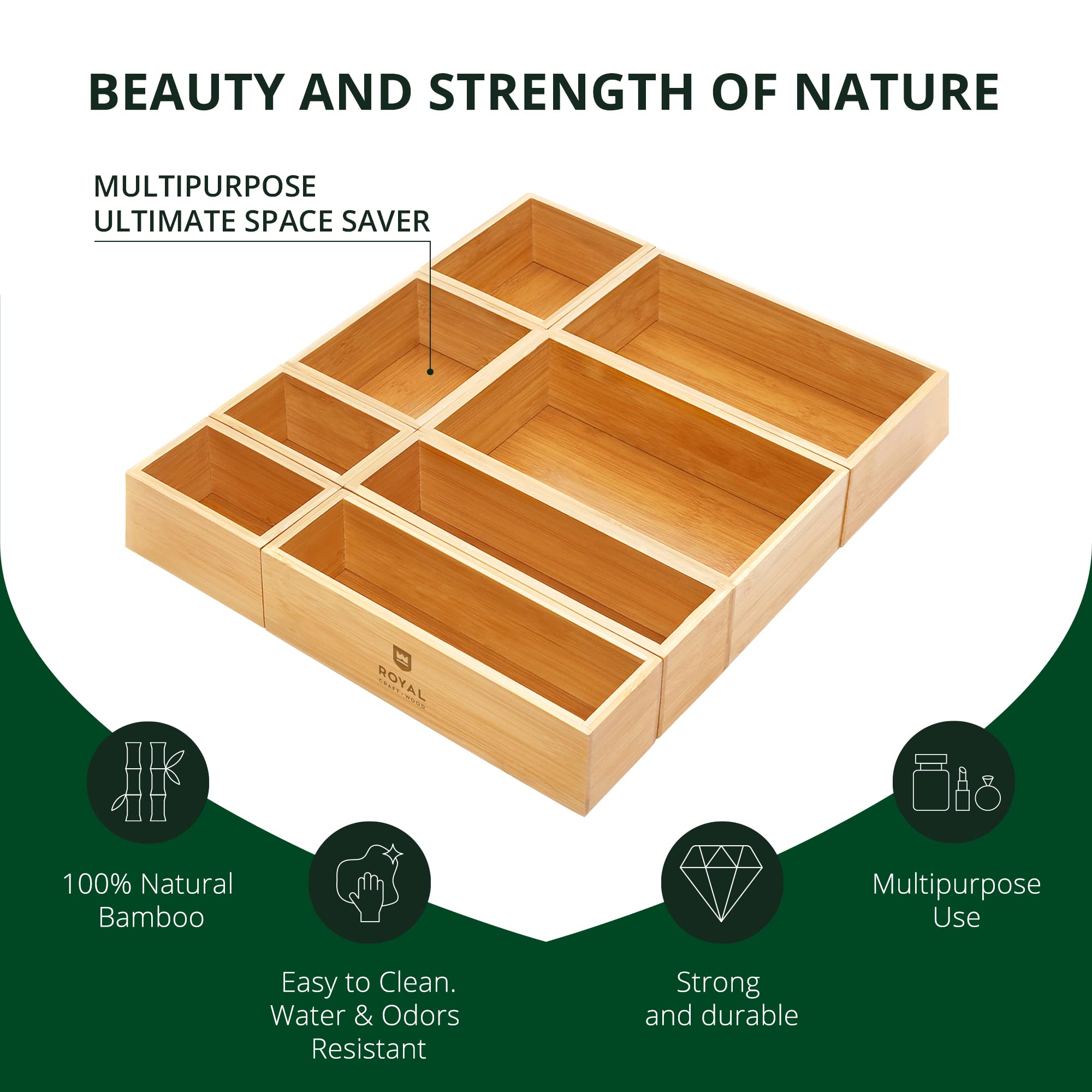 ROYAL CRAFT WOOD boîtes installées dans un tiroir pour gain de place