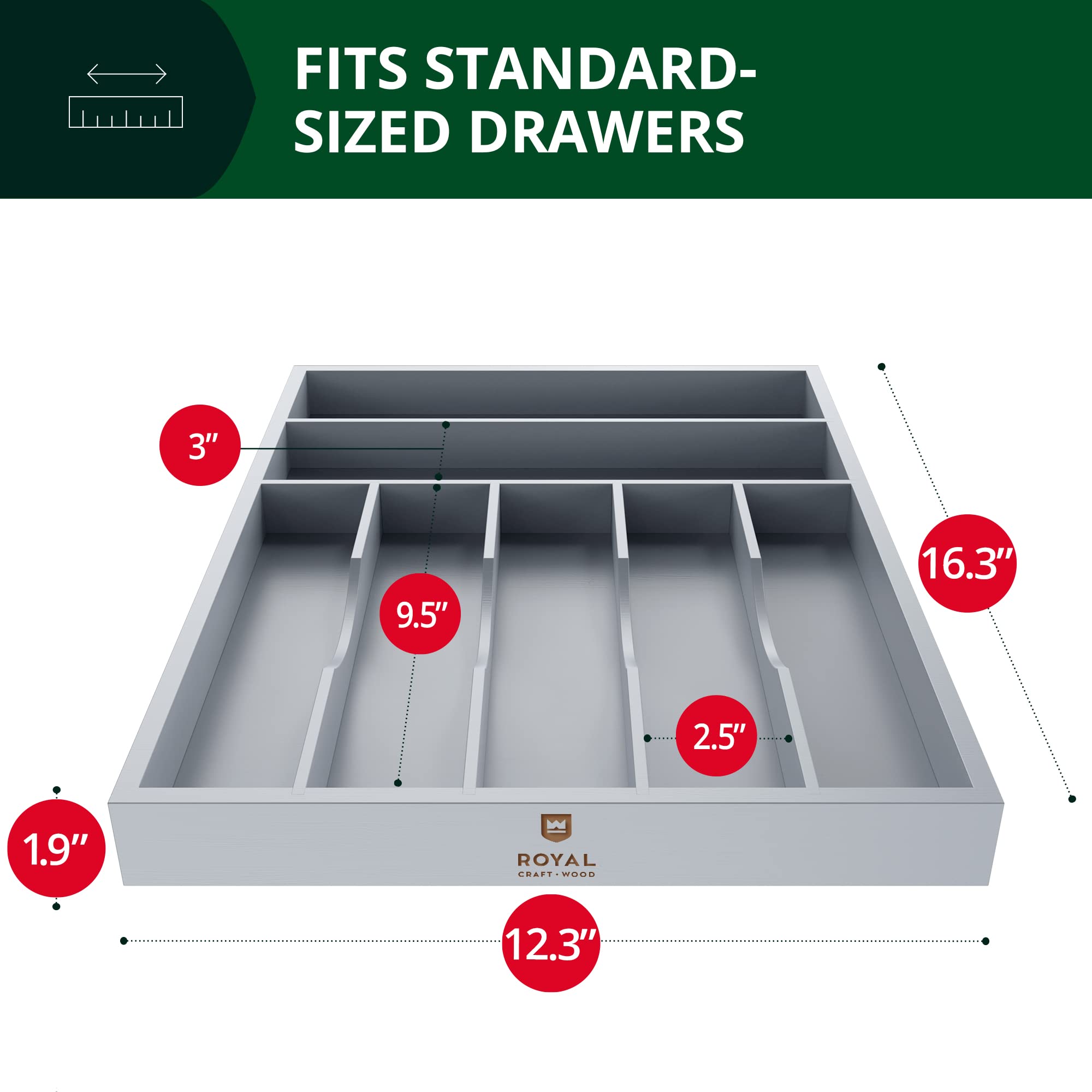ROYAL CRAFT WOOD comparaison taille dans un tiroir, optimise l’espace