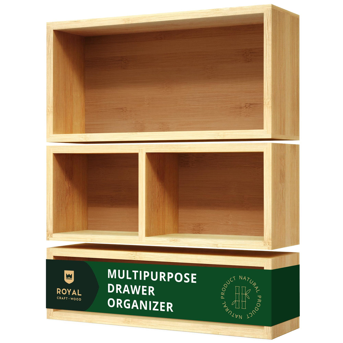 ROYAL CRAFT WOOD boîtes bambou avant pour rangement élégant