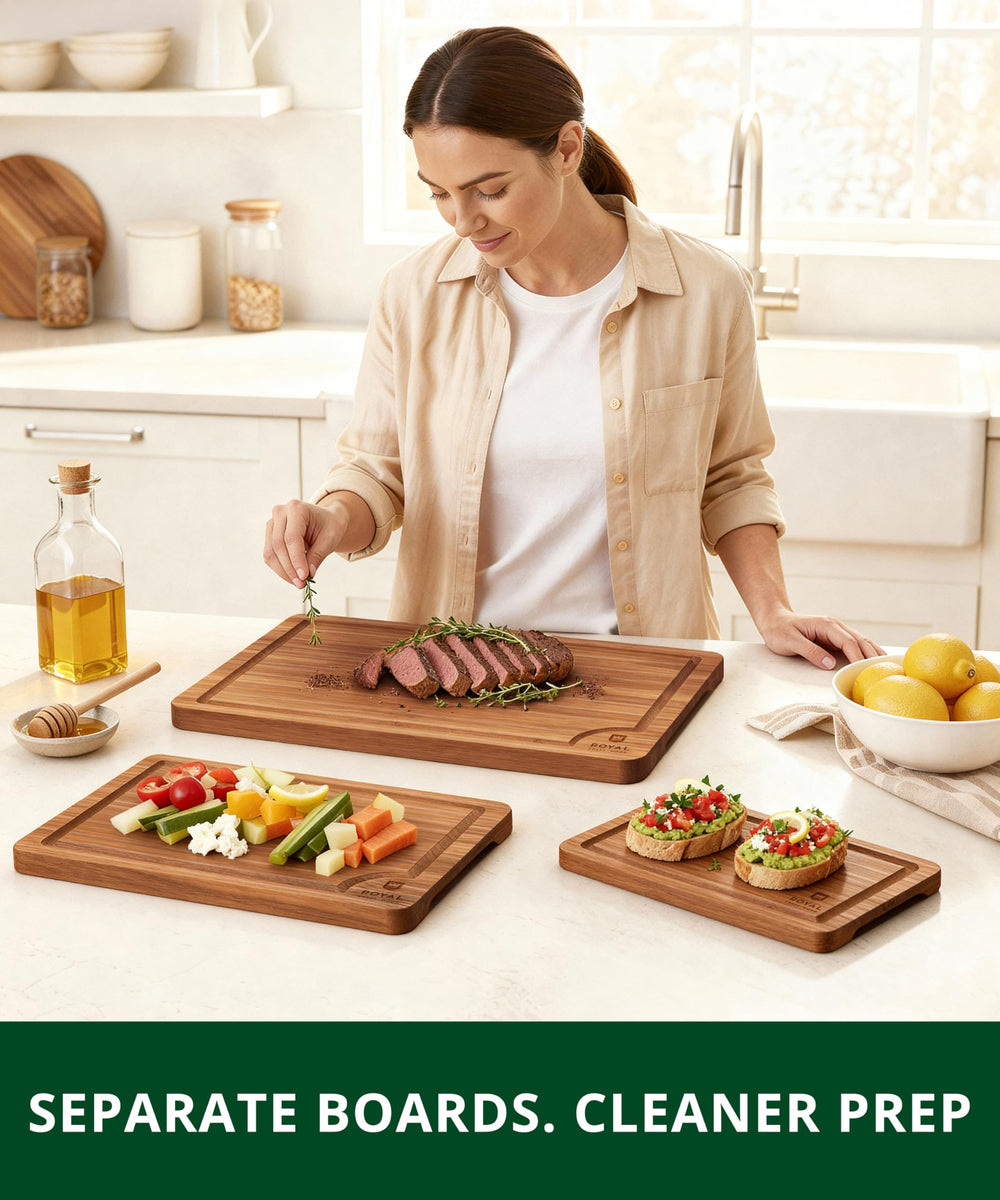 Petite planche ROYAL CRAFT WO préparant des fruits pour une collation rapide