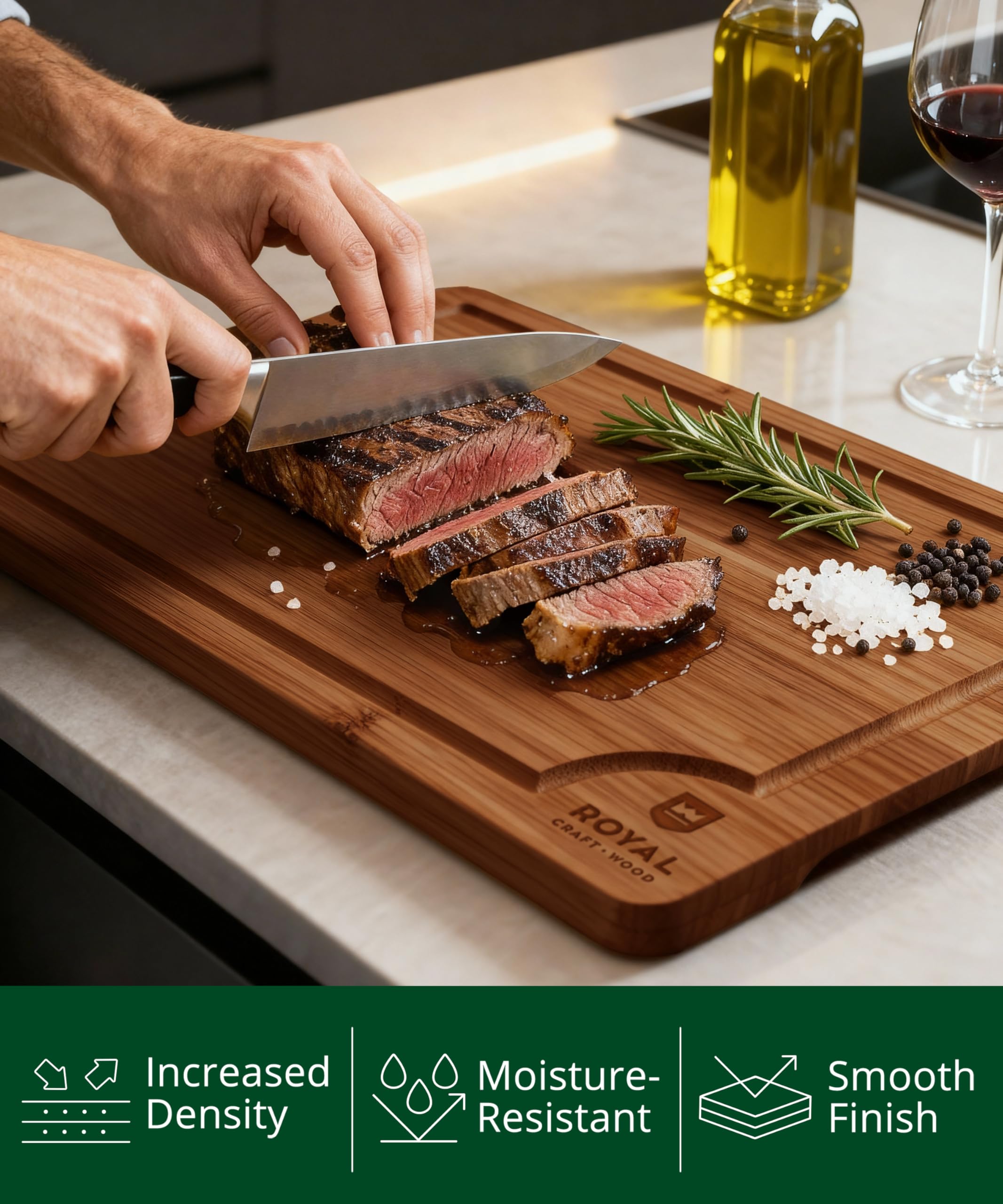 ROYAL CRAFT WOOD planche utilisée comme plateau de charcuterie pour présentation élégante