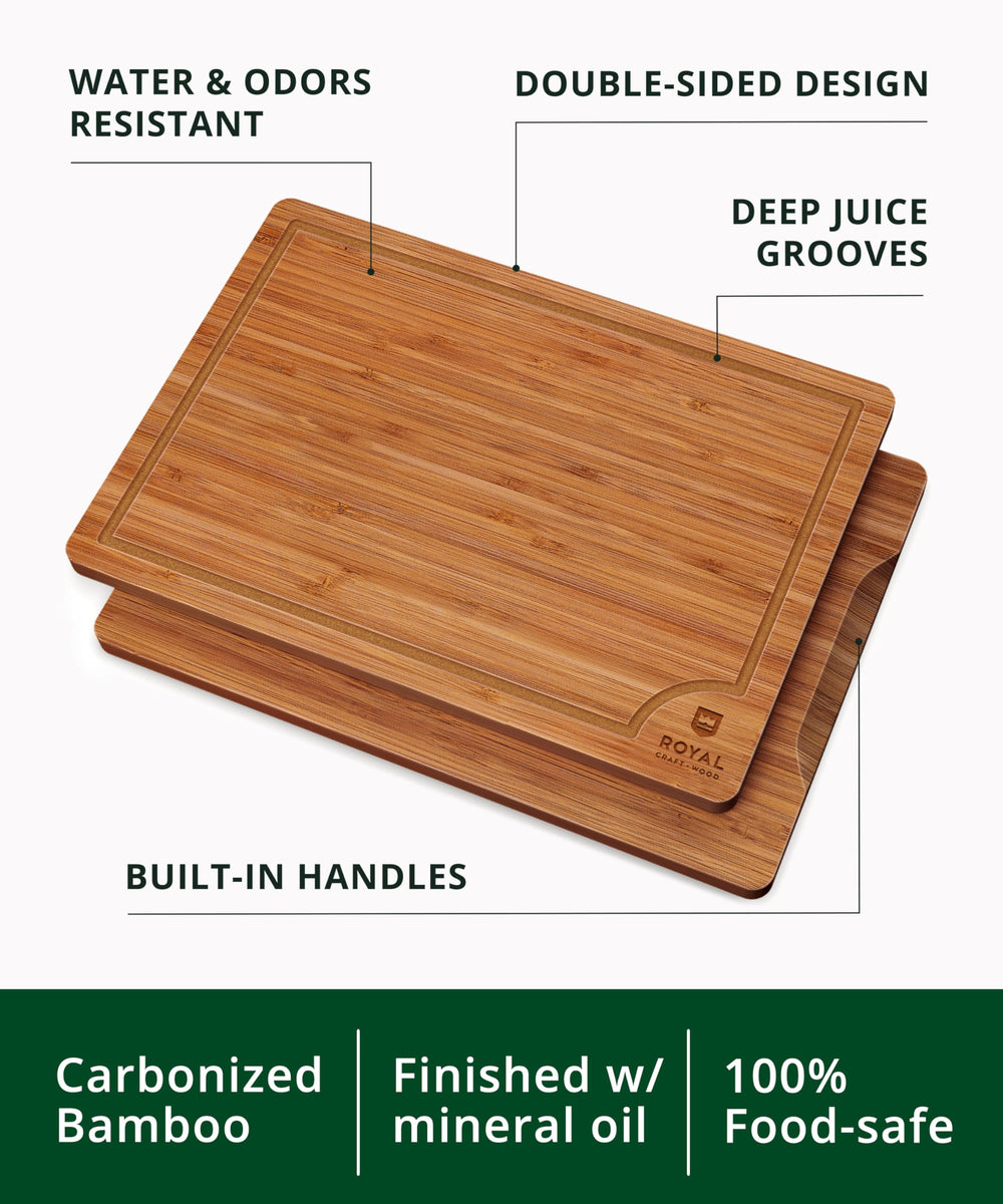 Main tenant la planche ROYAL CRAFT WOOD par les poignées latérales pour un service sûr