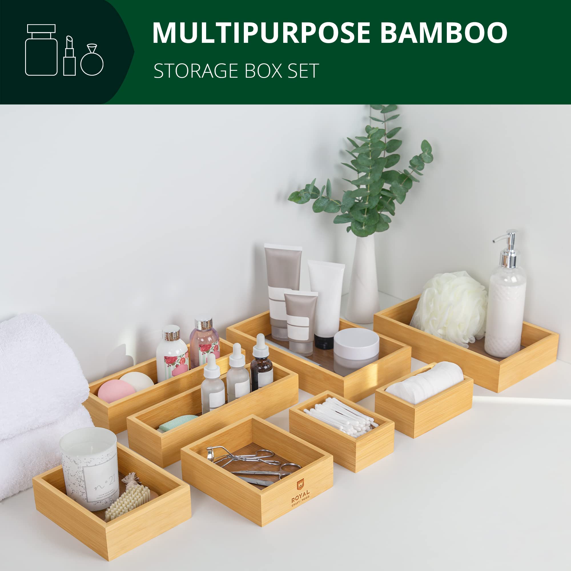 ROYAL CRAFT WOOD boîtes utilisées sur une coiffeuse pour maquillage rangé