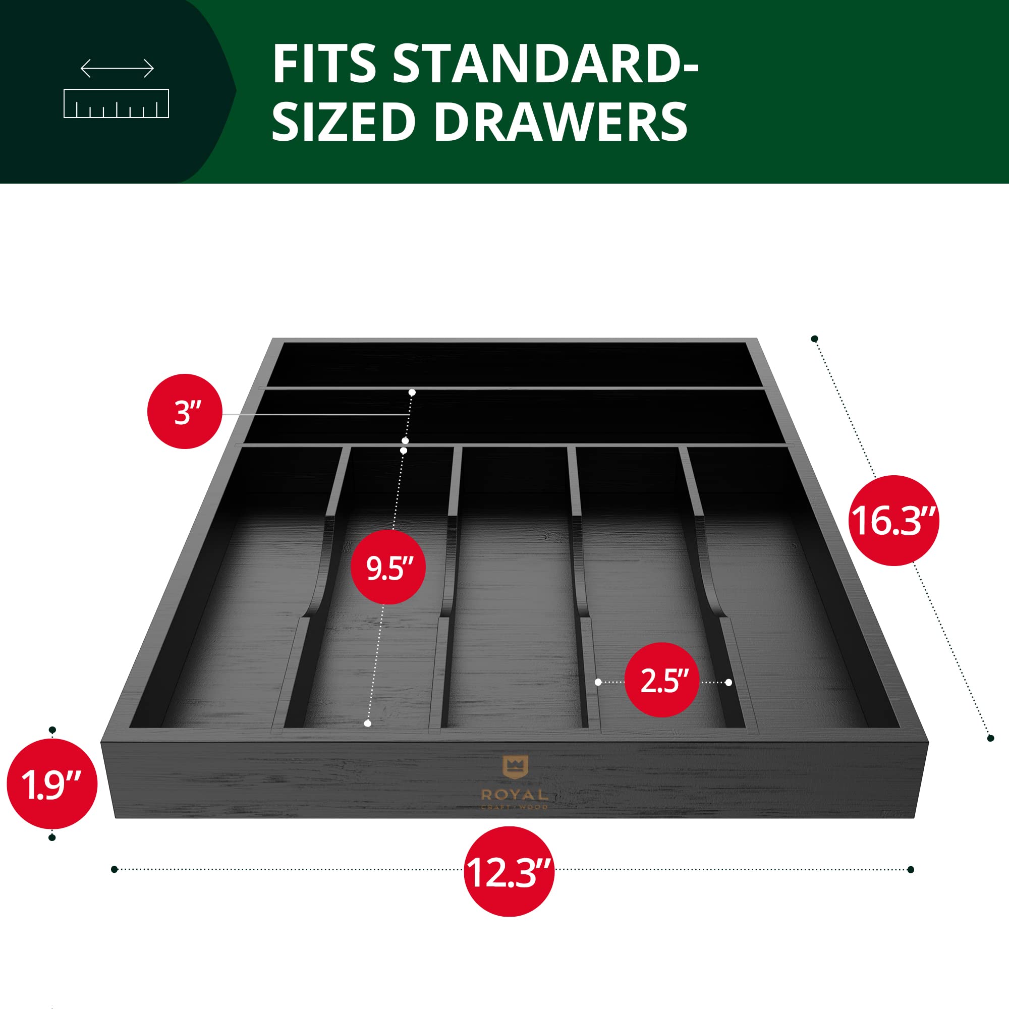 ROYAL CRAFT WOOD vue des sept compartiments profonds, organisation optimale