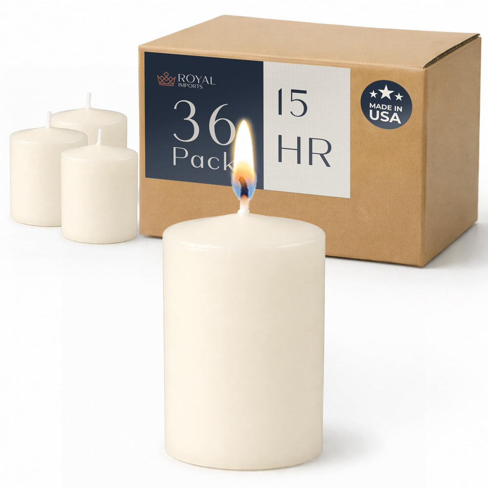 Royal Imports emballage du lot de 36 bougies votives ivoire montrant quantité