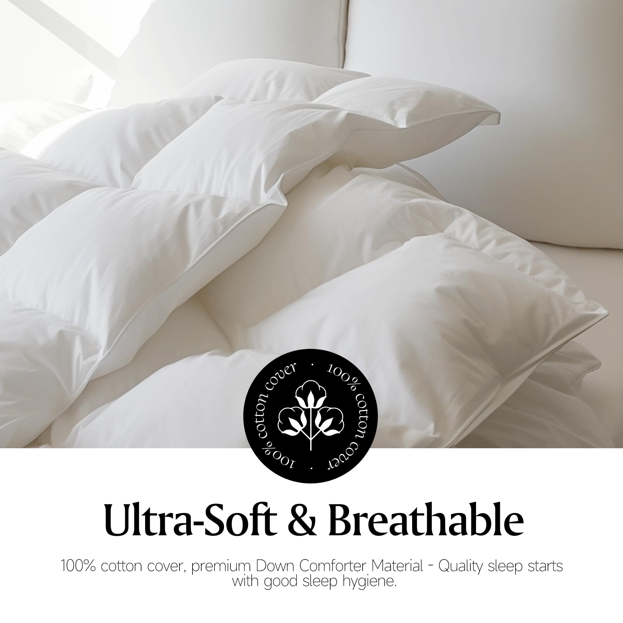Royal Luxe couette posée sur lit, esthétique hôtelière et invitante