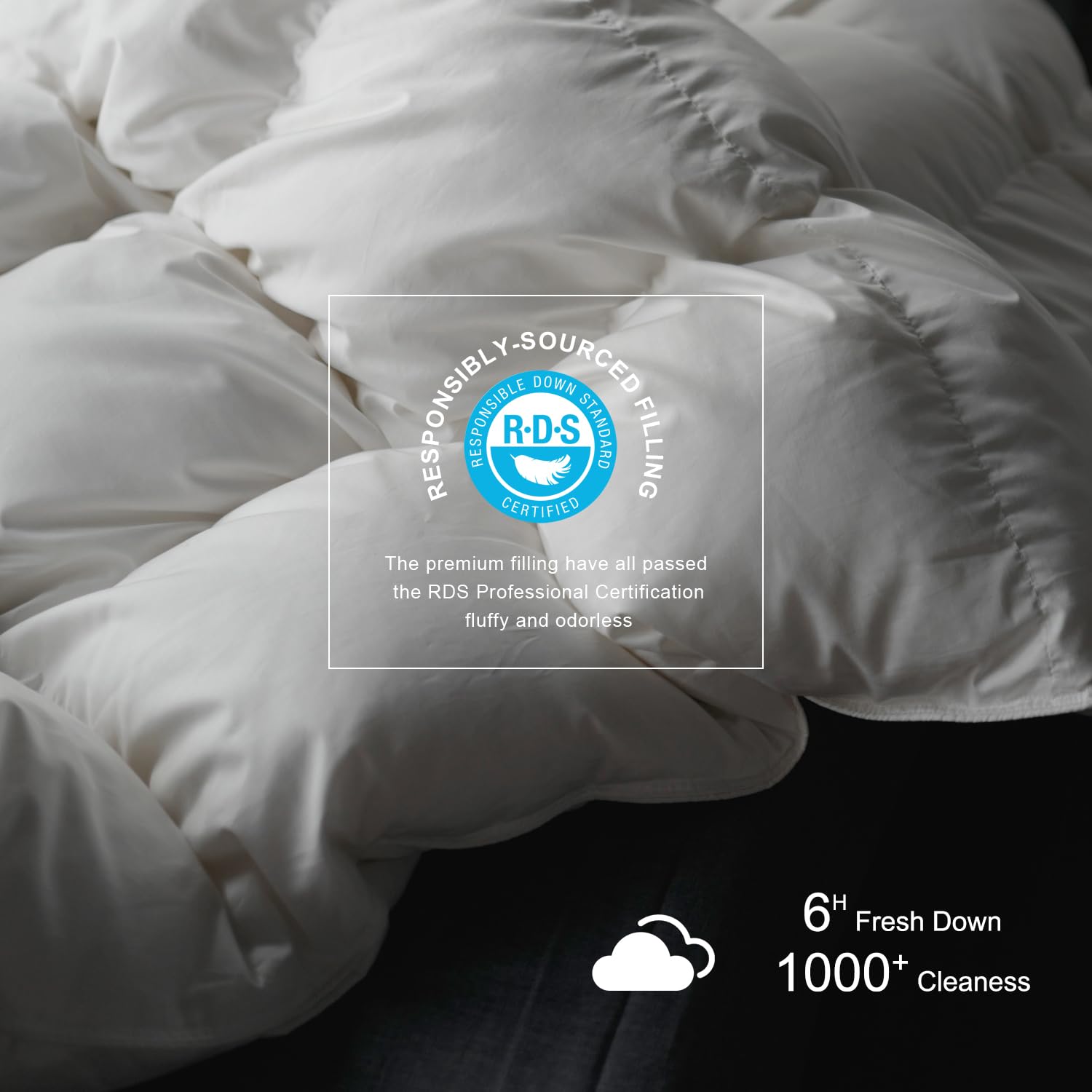 Royoliving zoom sur le gonflant du duvet montrant confort et isolation naturelle