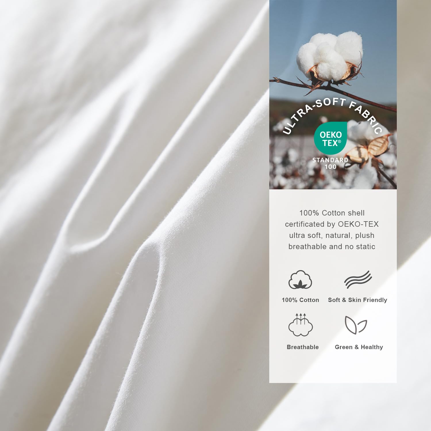 Royoliving détail de la housse en coton biologique, respirabilité et douceur