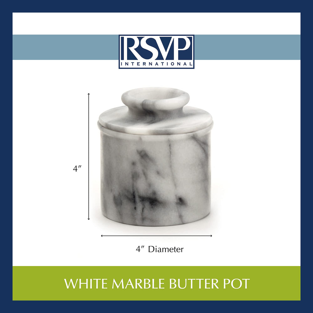 RSVP beurrier marbre base avec eau, montre le joint protecteur pratique