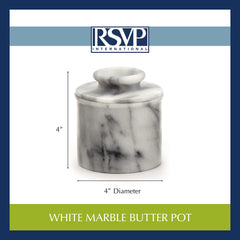 RSVP beurrier marbre base avec eau, montre le joint protecteur pratique
