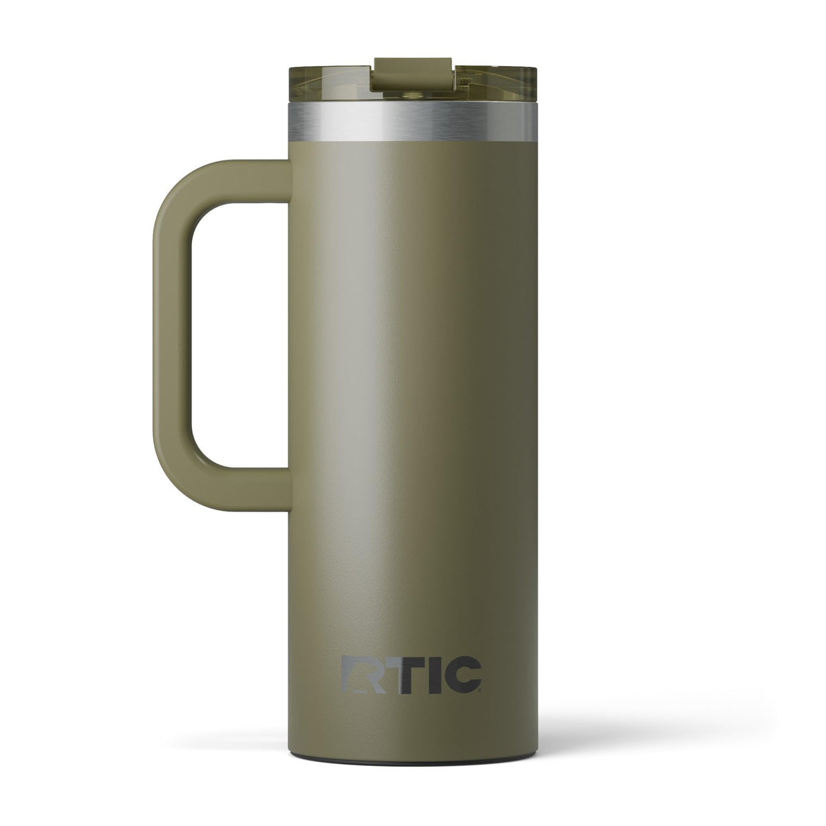 RTIC gobelet 20oz face olive montrant design robuste et finition