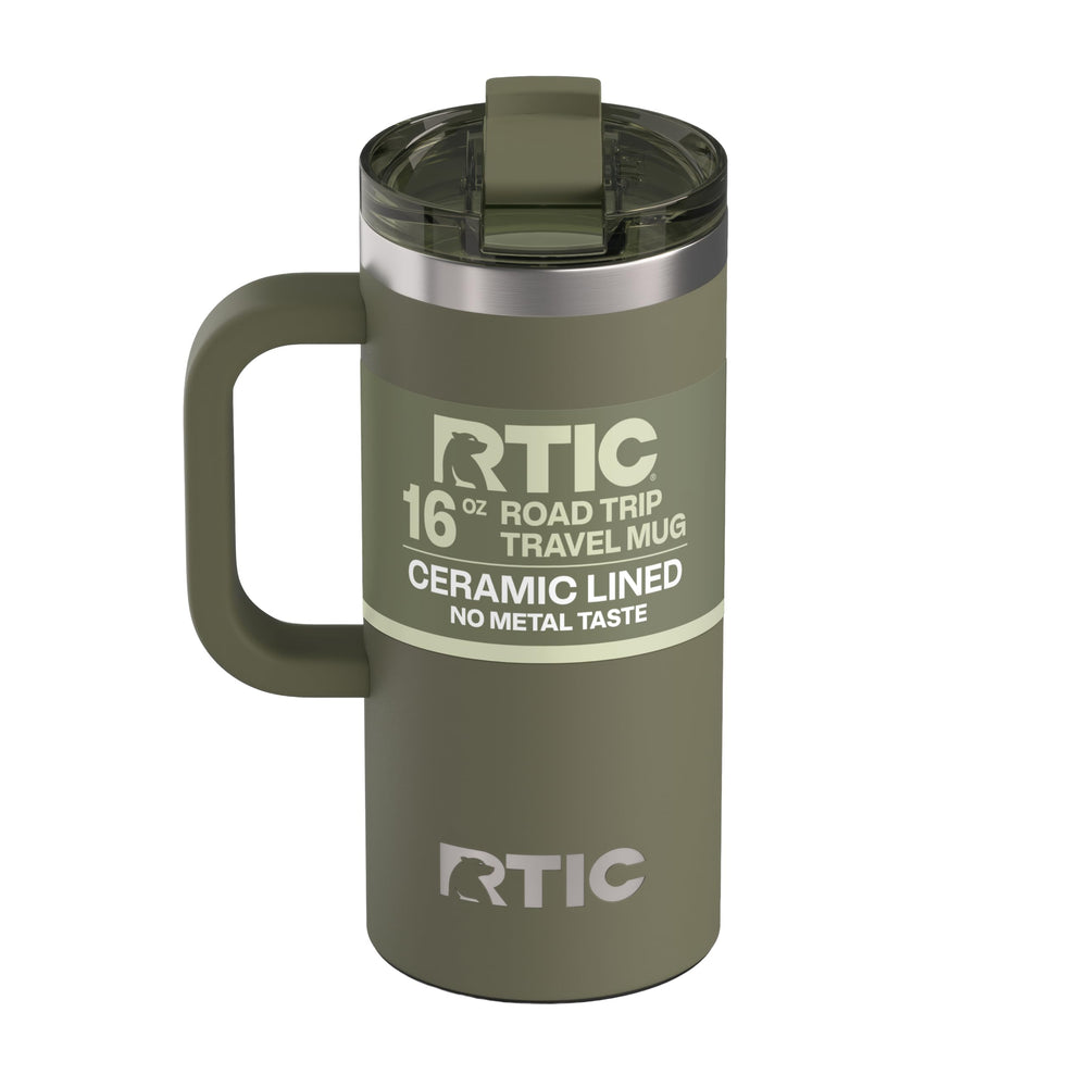 RTIC mug Road Trip olive vue de face montrant design compact et style