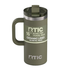 RTIC mug Road Trip olive vue de face montrant design compact et style